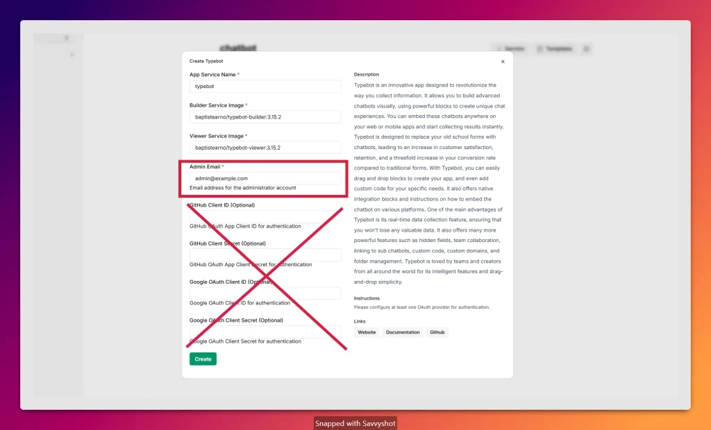 Install Typebot on a VPS with the correct Admin Email in EasyPanel