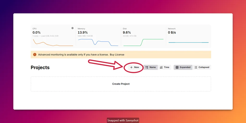 Install Typebot on a VPS by creating a new EasyPanel project